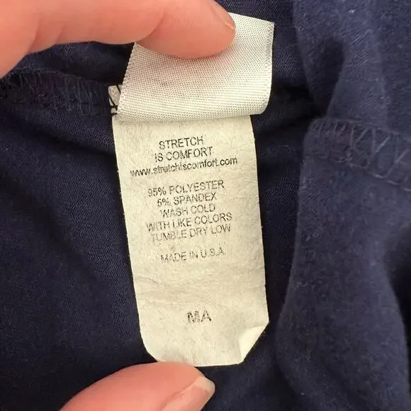 Stretch is Comfort Leggings Womens Medium Blue Capri Pocket High Rise Athleisure - Picture 6 of 8